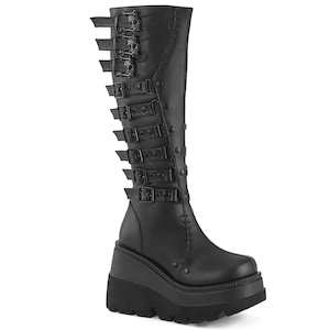 Alternative Knee High Boots: SHAKER-232 Black Vegan Leather