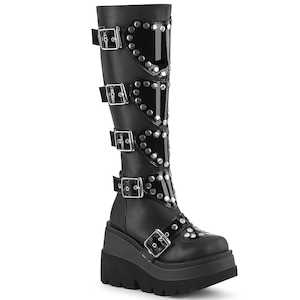 Alternative Knee High Boots: SHAKER-210 Black Vegan Leather