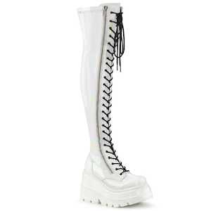 Alternative Thigh High Boots: SHAKER-374 White Hologram Stretch Patent