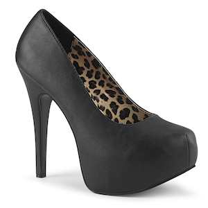 Drag Queen Shoes: TEEZE-06W Black Faux Leather