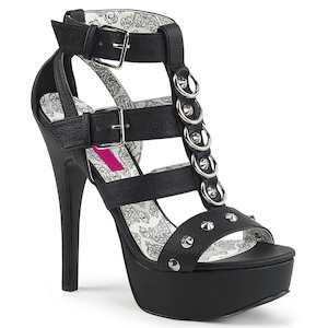 Drag Queen Shoes: TEEZE-42W Black Faux Leather
