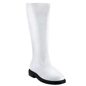 Pole Dance Knee Boots: CAPTAIN-100 White Pu
