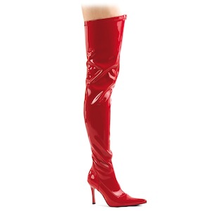 Pole Dance Knee Boots: LUST-3000 Red Stretch Patent