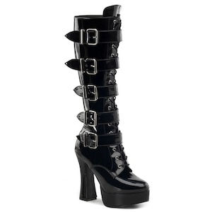 Pole Dance Knee Boots: ELECTRA-2042 Black Patent
