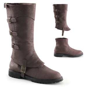 Pole Dance Knee Boots: GOTHAM-105 Brown Distressed Pu