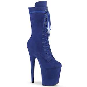 Pole Dance Mid Calf Boots: FLAMINGO-1050FS Royal Blue Faux Suede/Royal Blue Faux Suede