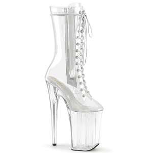 Pole Dance Mid Calf Boots: INFINITY-1050C Clear/Clear