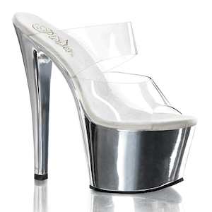 Pole Dance Slides: SKY-302 Clear/Silver Chrome