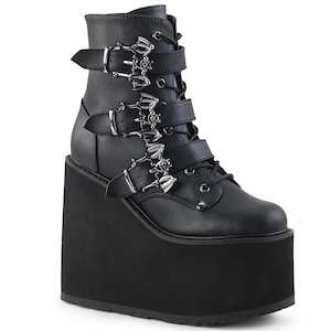Alternative Ankle Boots: SWING-103 Black Vegan Leather