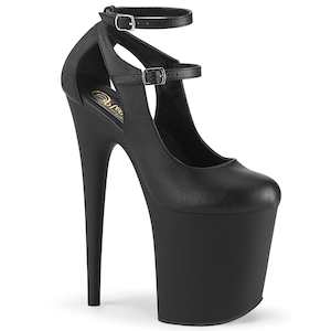 Pole Dance Pumps: FLAMINGO-850 Black Faux Leather/Black Matte