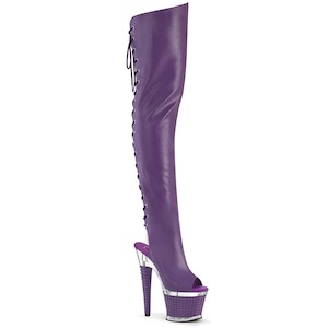 Fetish And Kink Shoes: SPECTATOR-3030 Purple Faux Leather/Clear-Purple Matt