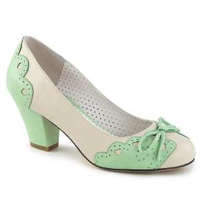 Extended Sizes: WIGGLE-17 Cream-Mint Faux Leather