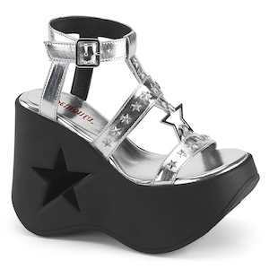 Alternative Sandals And Flip Flops: DYNAMITE-12 Silver Metallic Vegan Leather