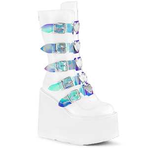 Alternative Mid Calf Boots: SWING-230 White Vegan Leather