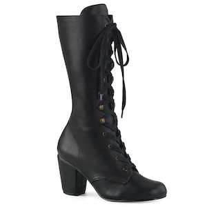 Alternative Mid Calf Boots: VIVIKA-205 Black Vegan Leather