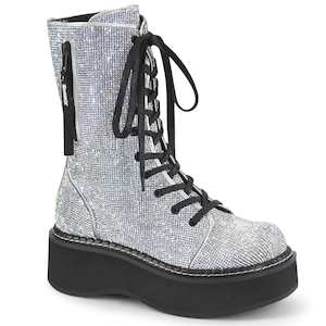 EMILY-362 Silver Vegan Leather-Rhinstone