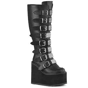 Alternative Wide Calf Boots: SWING-815WC Black Vegan Leather