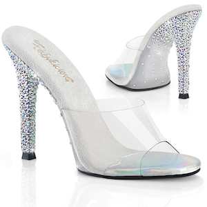 Bikini Competition Clear Slides: GALA-01DSP Clear/Silver AB Rhinestones
