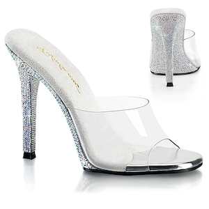 Bikini Competition Clear Slides: GALA-01DM Clear/Silver AB Rhinestones