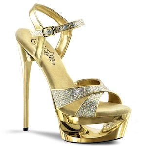 Wbff Competition Shoes: ECLIPSE-619G Gold Multi Glitter/Gold Chrome