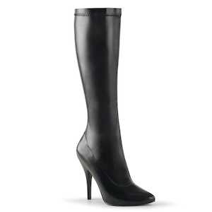 Drag Queen Boots: SEDUCE-2000 Black Stretch Faux Leather