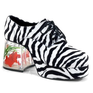 Gansters Retro Costume Shoes: PIMP-02 Zebra Fur