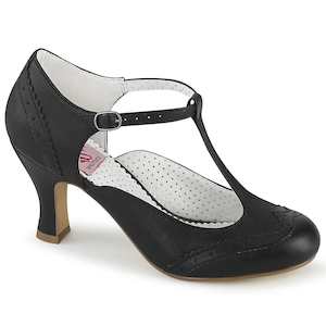 Gansters Retro Costume Shoes: FLAPPER-26 Black Pu