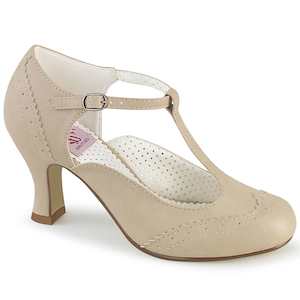 Gansters Retro Costume Shoes: FLAPPER-26 Cream Pu