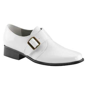 Gansters Retro Costume Shoes: LOAFER-12 White Pu