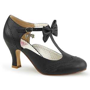Gansters Retro Costume Shoes: FLAPPER-11 Black Faux Leather