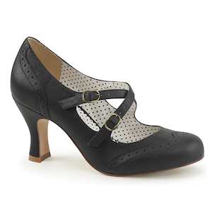 Gansters Retro Costume Shoes: FLAPPER-35 Black Faux Leather