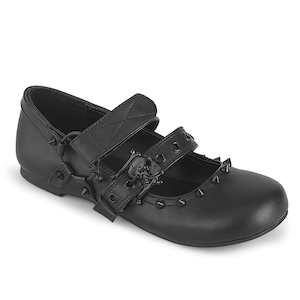 DAISY-08 Black Vegan Leather Flats