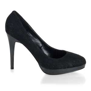 Retro Vintage Pumps: BLISS-30-2 Black Satin-Black Lace