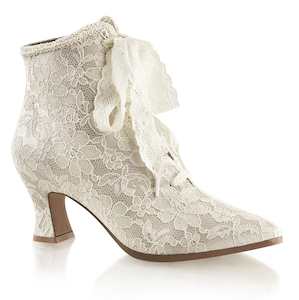 Retro Boots: VICTORIAN-30 Champagne Satin-Lace