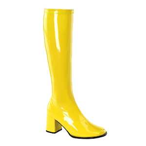 Retro Boots: GOGO-300 Yellow Stretch Patent