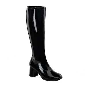 Retro Boots: GOGO-300WC Black Stretch Patent