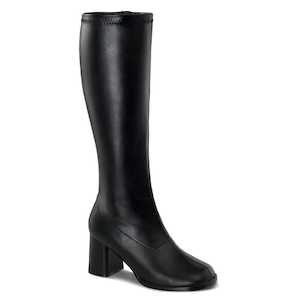 Retro Boots: GOGO-300WC Black Stretch Pu