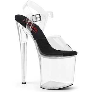 Wide Fit Shoes And Wide Calf Boots: NAUGHTY-808 Clear-Black/Clear