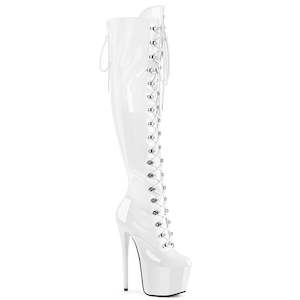 15 Off 250: JUBILANT-3012 White Stretch Pat Platform Shoes