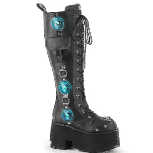 15 Off 250: BLAZE-202 Black Vegan Leather Knee High Boots