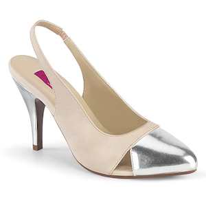DREAM-405 Beige Faux Leather-Silver Metallic Pu