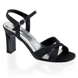 Strappy Heels: ROMANCE-313 Black Satin Pu