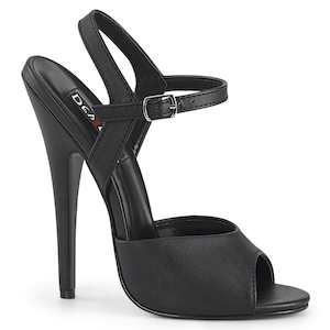 Single Sole Heels: DOMINA-109 Black Faux Leather