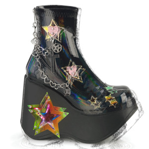 BLAZE-108 Black Holo Pat Women's Ankle Boots