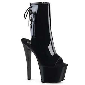 Pole Dance Ankle Boots: SKY-1018 Black Patent/Black