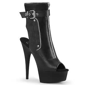 DELIGHT-1035 Black Faux Leather/Black Matte