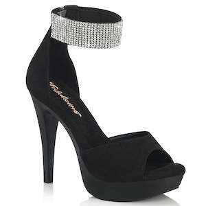 Drag Queen Shoes: COCKTAIL-525 Black Faux Suede/Black Matte