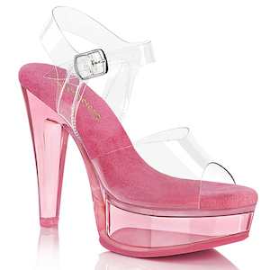 Womens Platform Heels: MARTINI-508 Clear-Pink/Pink Tinted