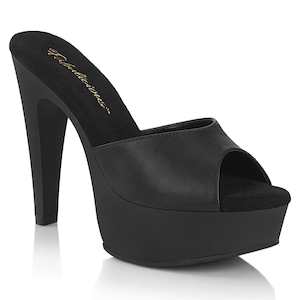 Womens Platform Heels: MARTINI-501 Black Faux Leather/Black Matte