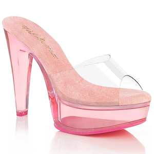Womens Platform Heels: MARTINI-501 Clear-Baby Pink/Baby Pink Tinted